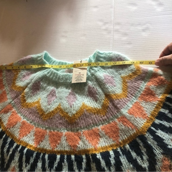 A New Day Woman’s Mint Green Fair Isle Crew Neck Pullover Sweater Plus Size 1X - Picture 10 of 14